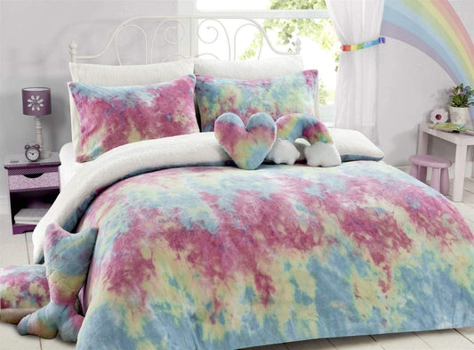 Rainbow Tie Dye Teddy Duvet Set SINGLE DUVET SET OLIVIA ROCCO Duvet Cover