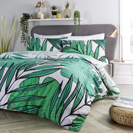 Tropical Leaf Duvet Set SINGLE / GREEN OLIVIA ROCCO Duvet Cover