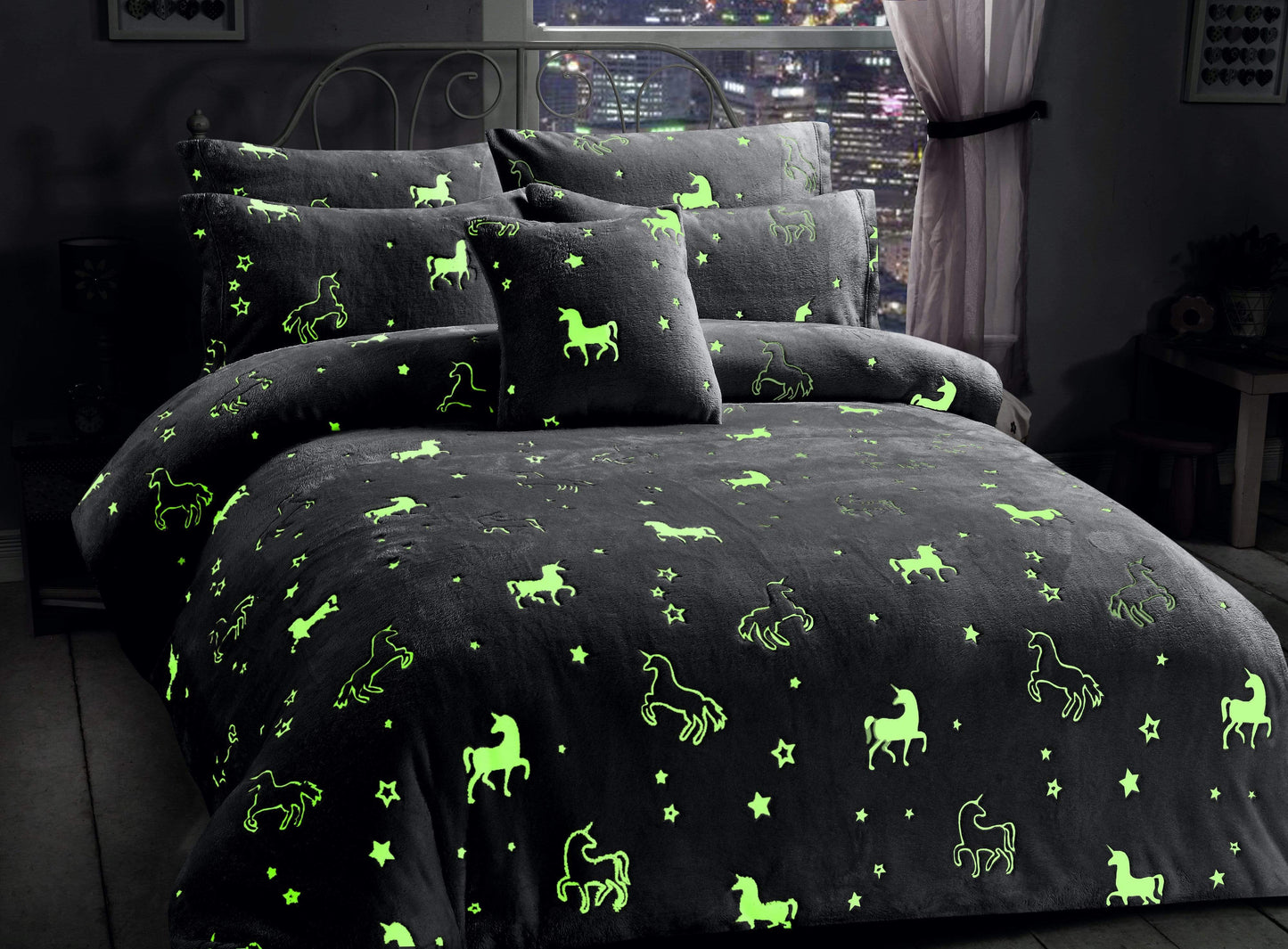 Unicorn Glow In The Dark Teddy Duvet Set OLIVIA ROCCO Duvet Cover