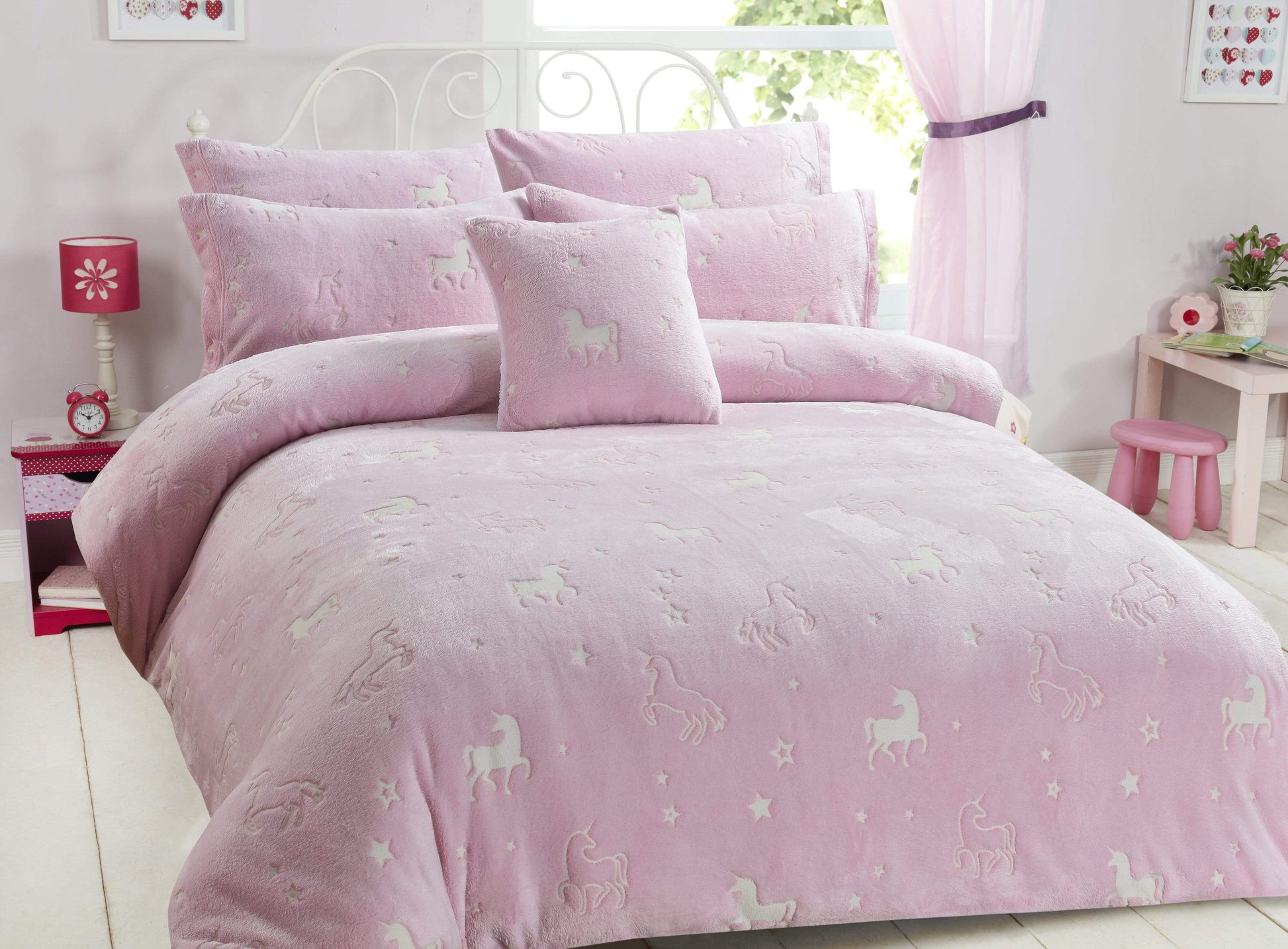 Unicorn Glow In The Dark Teddy Duvet Set SINGLE OLIVIA ROCCO Duvet Cover