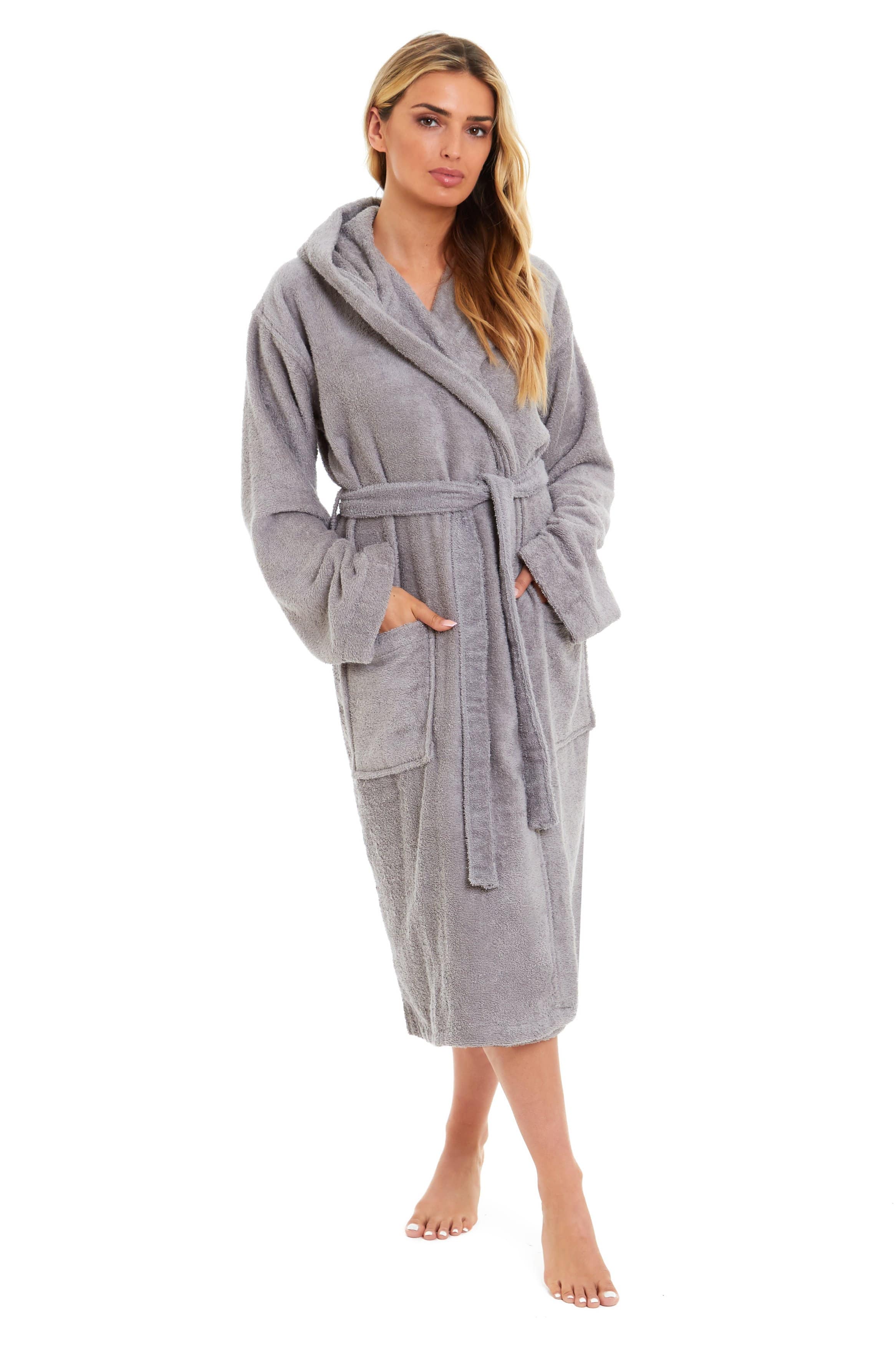 Towelling dressing gown with hood sale