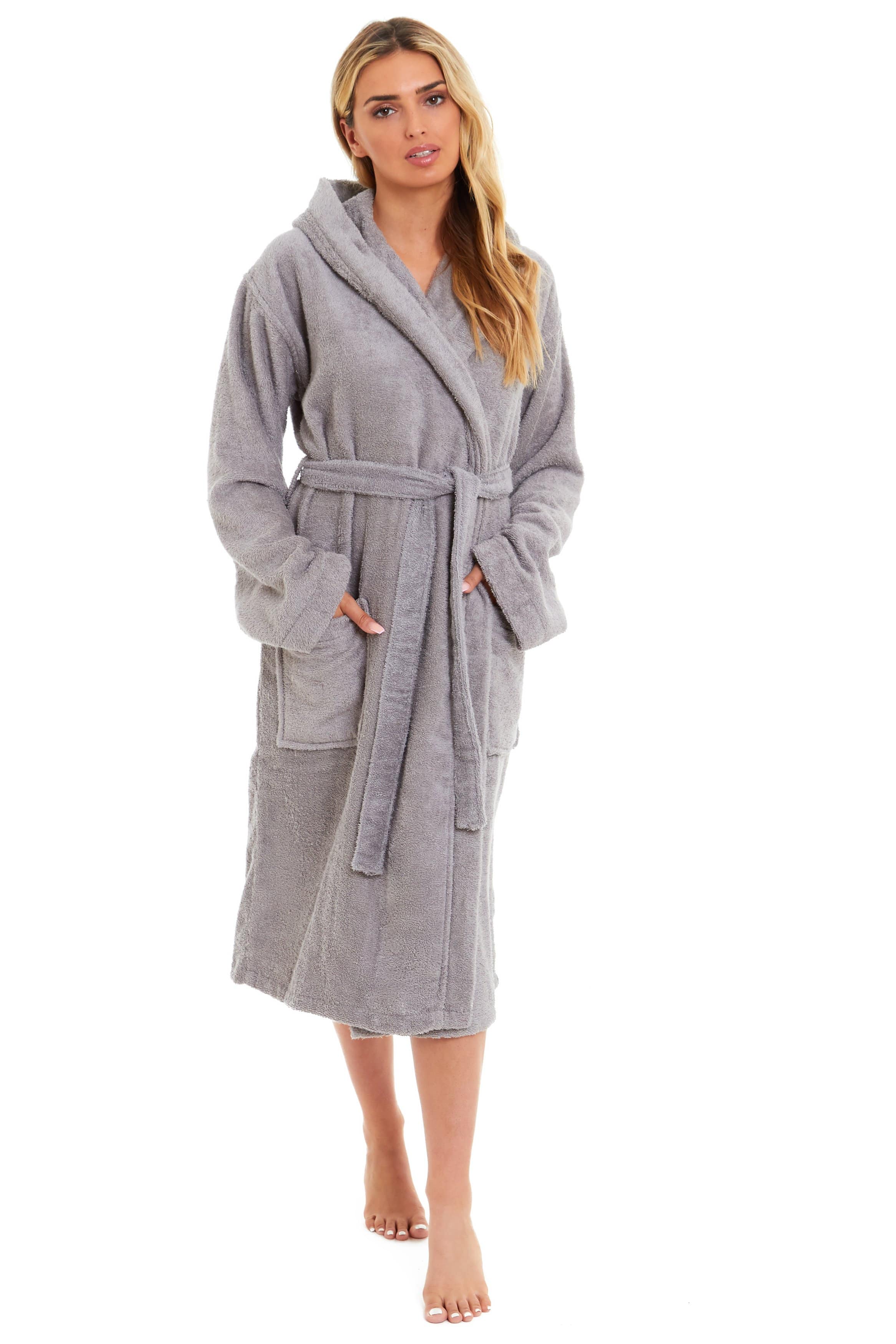 Women s Bamboo Cotton Hooded Towelling Robe Luxurious Ultra Absorbent OLIVIA ROCCO