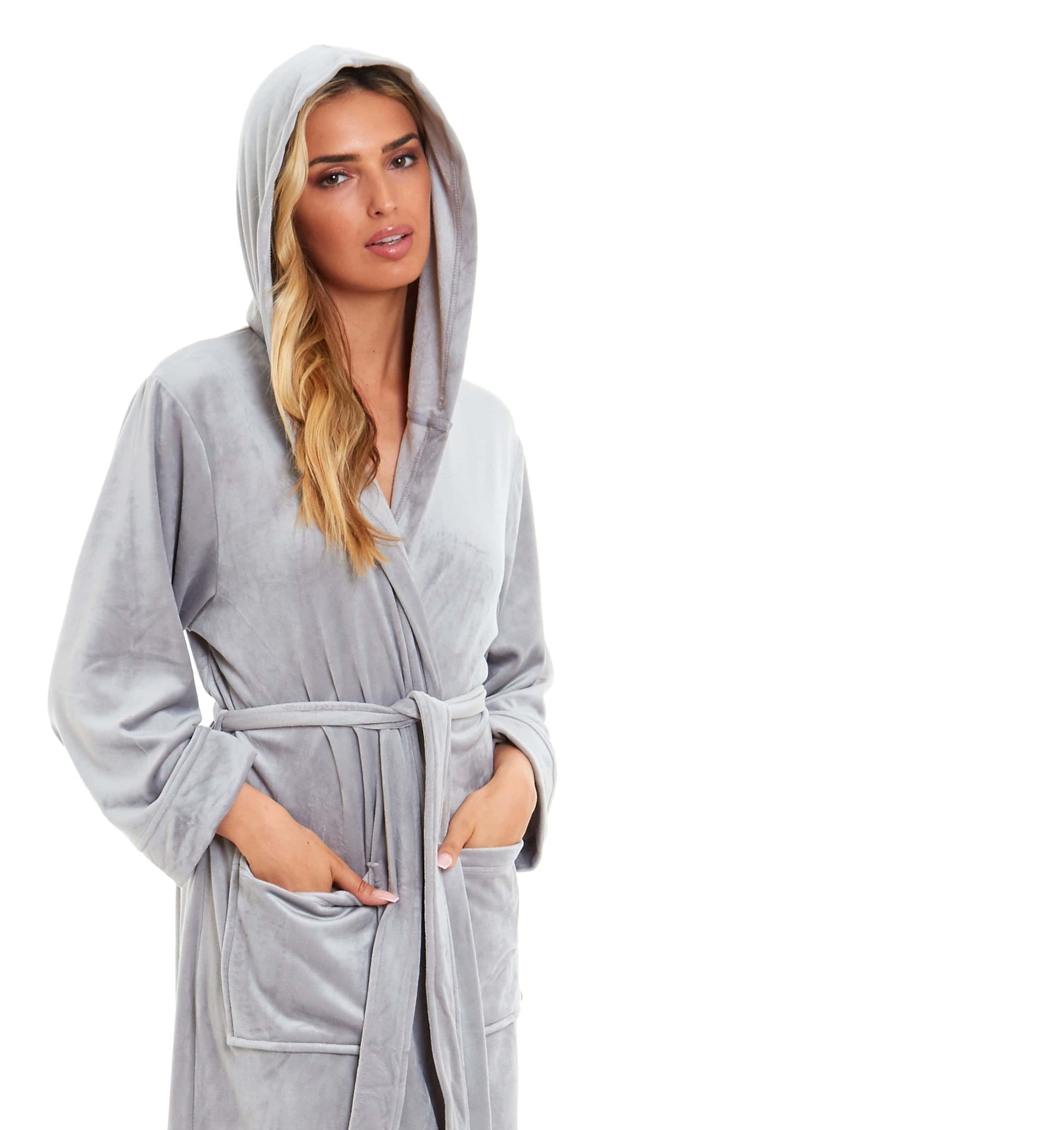 Velour Soft Touch Hooded Bath Robe Dressing Gown Daisy Dreamer Dressing Gown