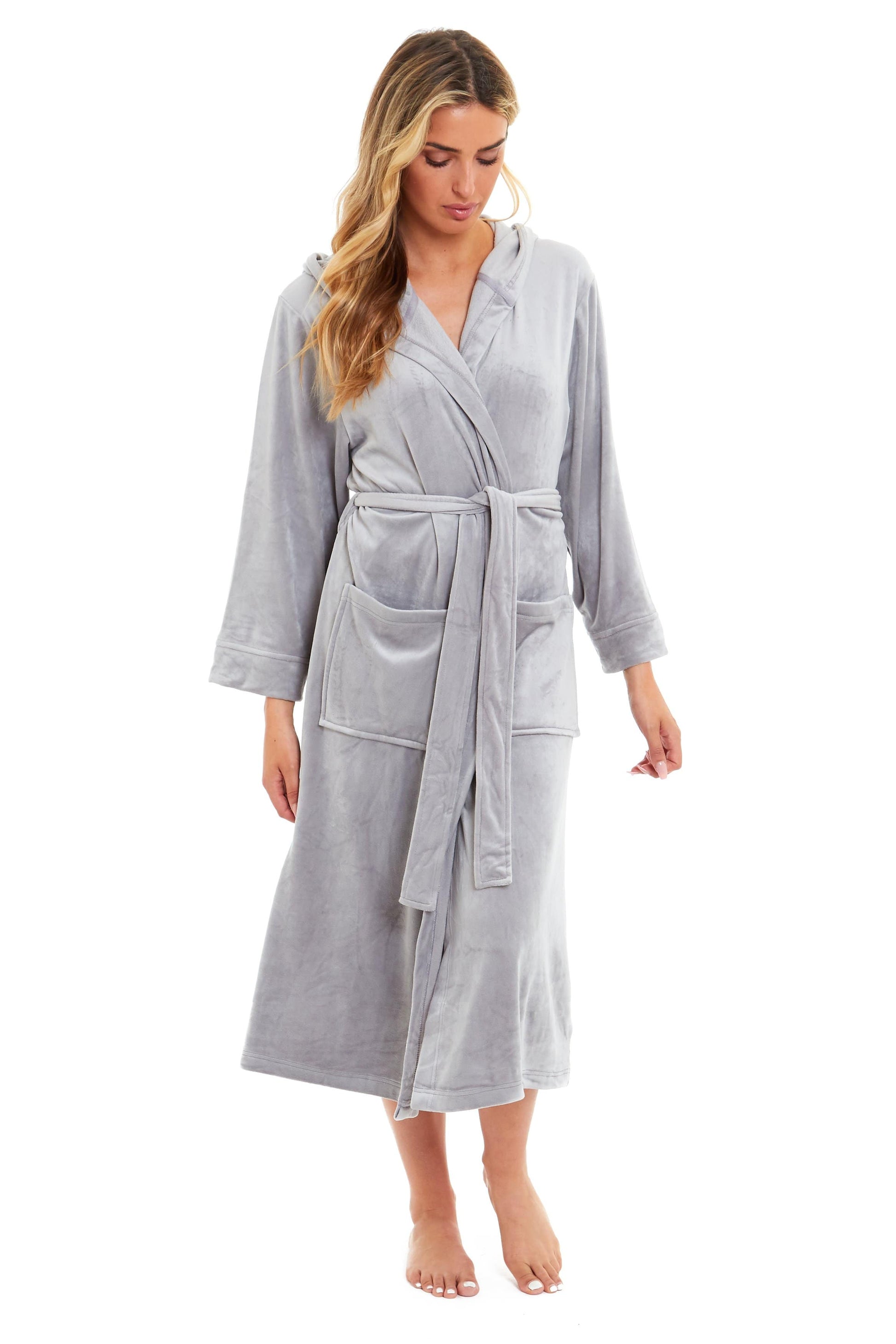 Velour Soft Touch Hooded Bath Robe Dressing Gown Daisy Dreamer Dressing Gown