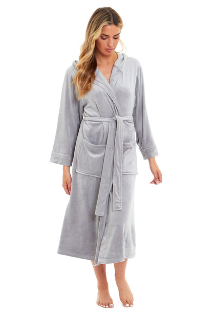 Velour Soft Touch Hooded Bath Robe Dressing Gown Daisy Dreamer Dressing Gown