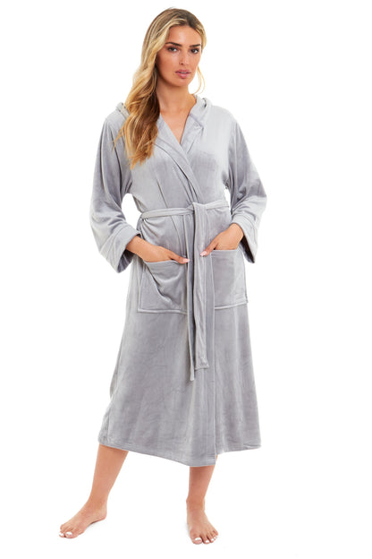 Velour Soft Touch Hooded Bath Robe Dressing Gown Daisy Dreamer Dressing Gown