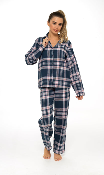 Flannelette Check Pyjama Set, Soft Brushed Cotton PJs Daisy Dreamer Pyjamas