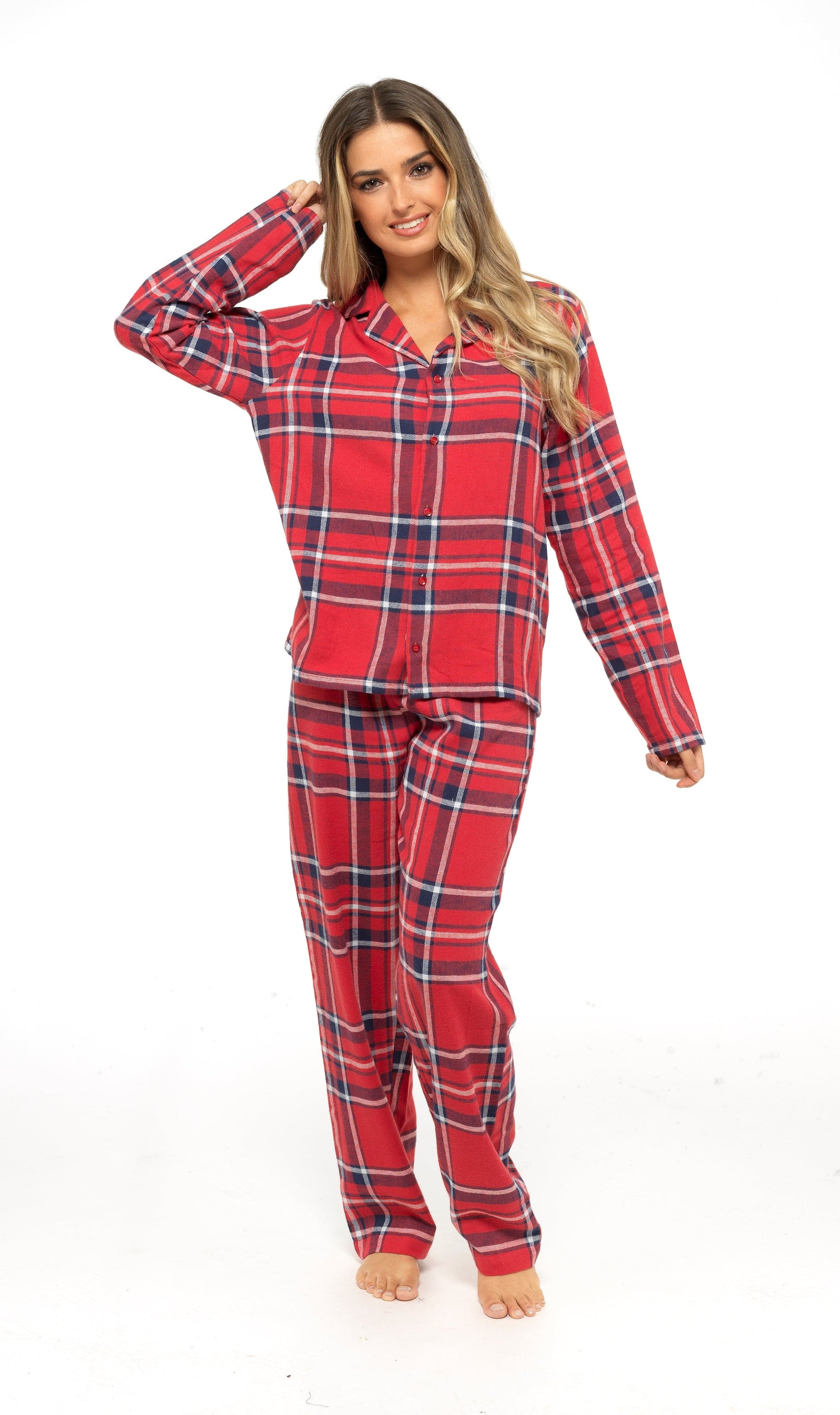 Flannelette Check Pyjama Set, Soft Brushed Cotton PJs Daisy Dreamer Pyjamas