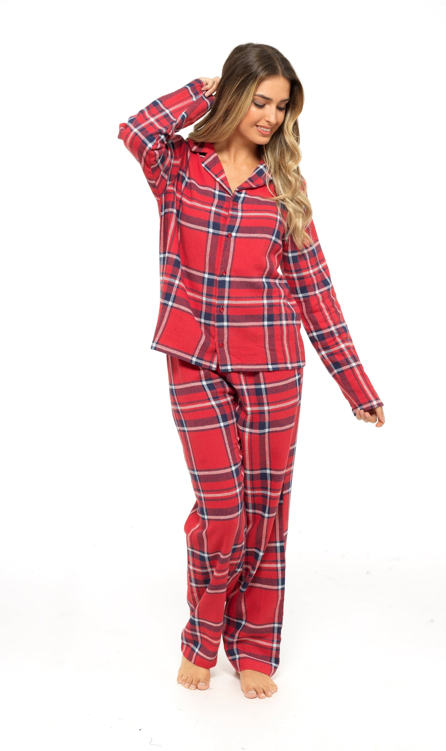 Flannelette Check Pyjama Set, Soft Brushed Cotton PJs Daisy Dreamer Pyjamas