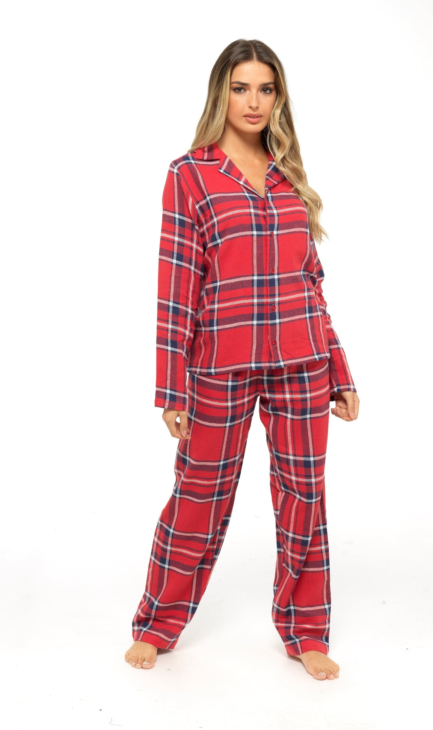 Flannelette Check Pyjama Set, Soft Brushed Cotton PJs Daisy Dreamer Pyjamas