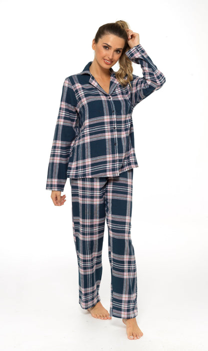 Flannelette Check Pyjama Set, Soft Brushed Cotton PJs Daisy Dreamer Pyjamas