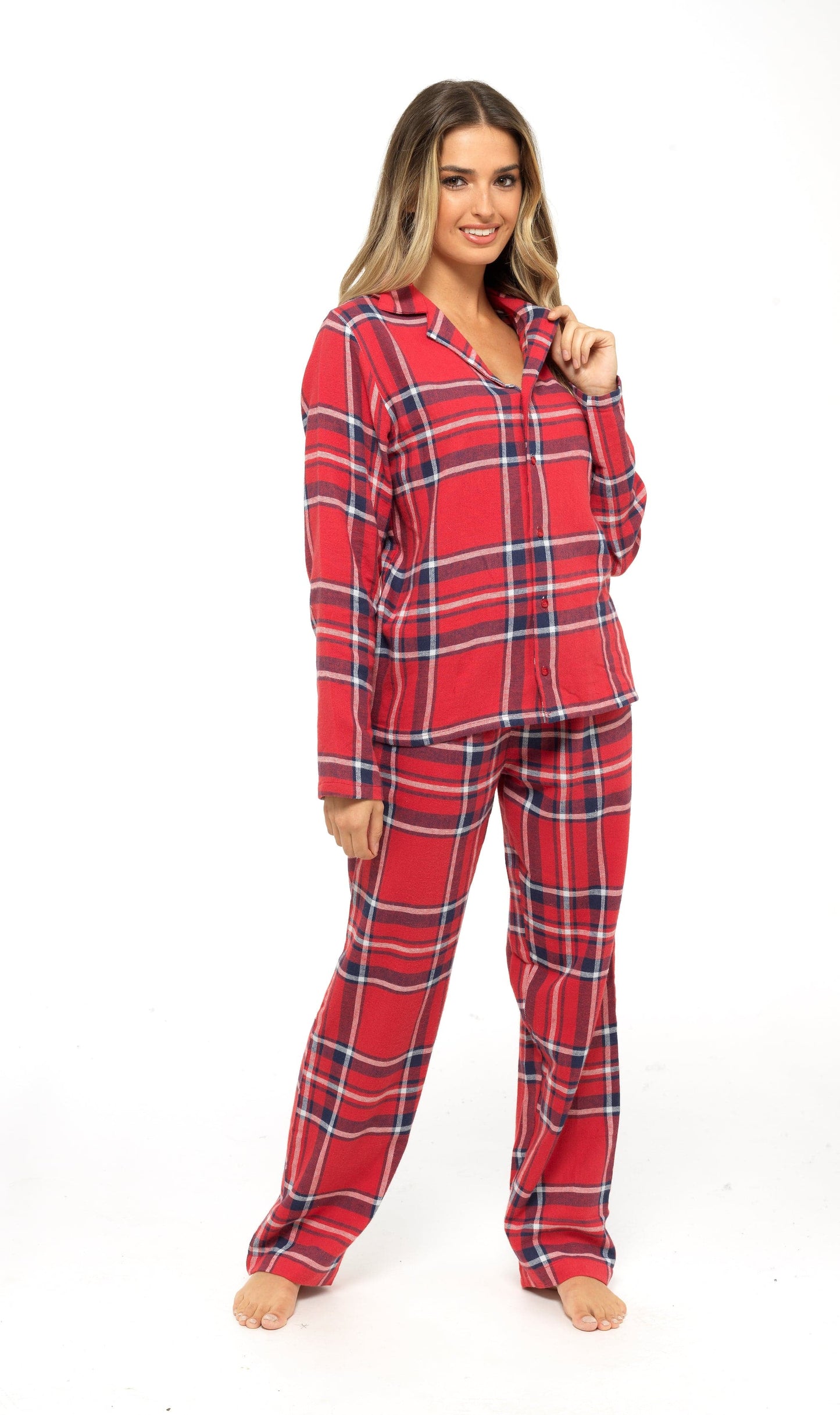 Flannelette Check Pyjama Set, Soft Brushed Cotton PJs Daisy Dreamer Pyjamas