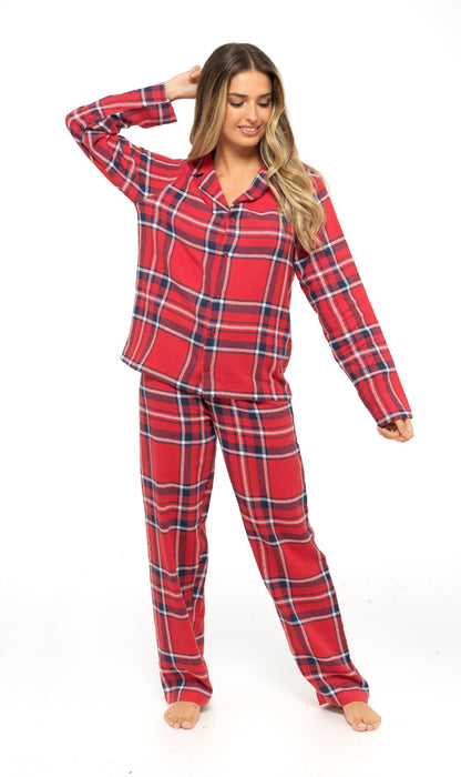 Flannelette Check Pyjama Set, Soft Brushed Cotton PJs Daisy Dreamer Pyjamas