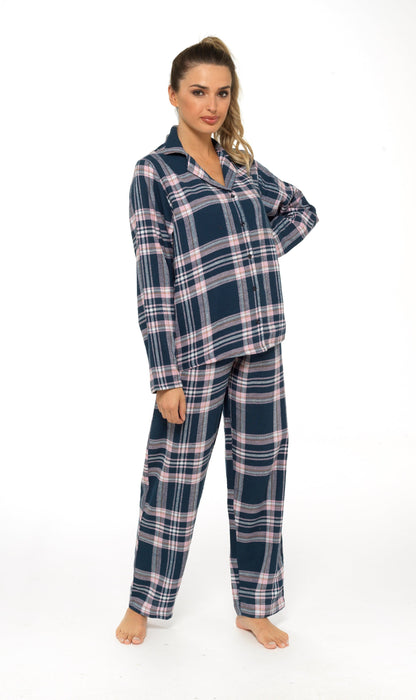 Flannelette Check Pyjama Set, Soft Brushed Cotton PJs Daisy Dreamer Pyjamas