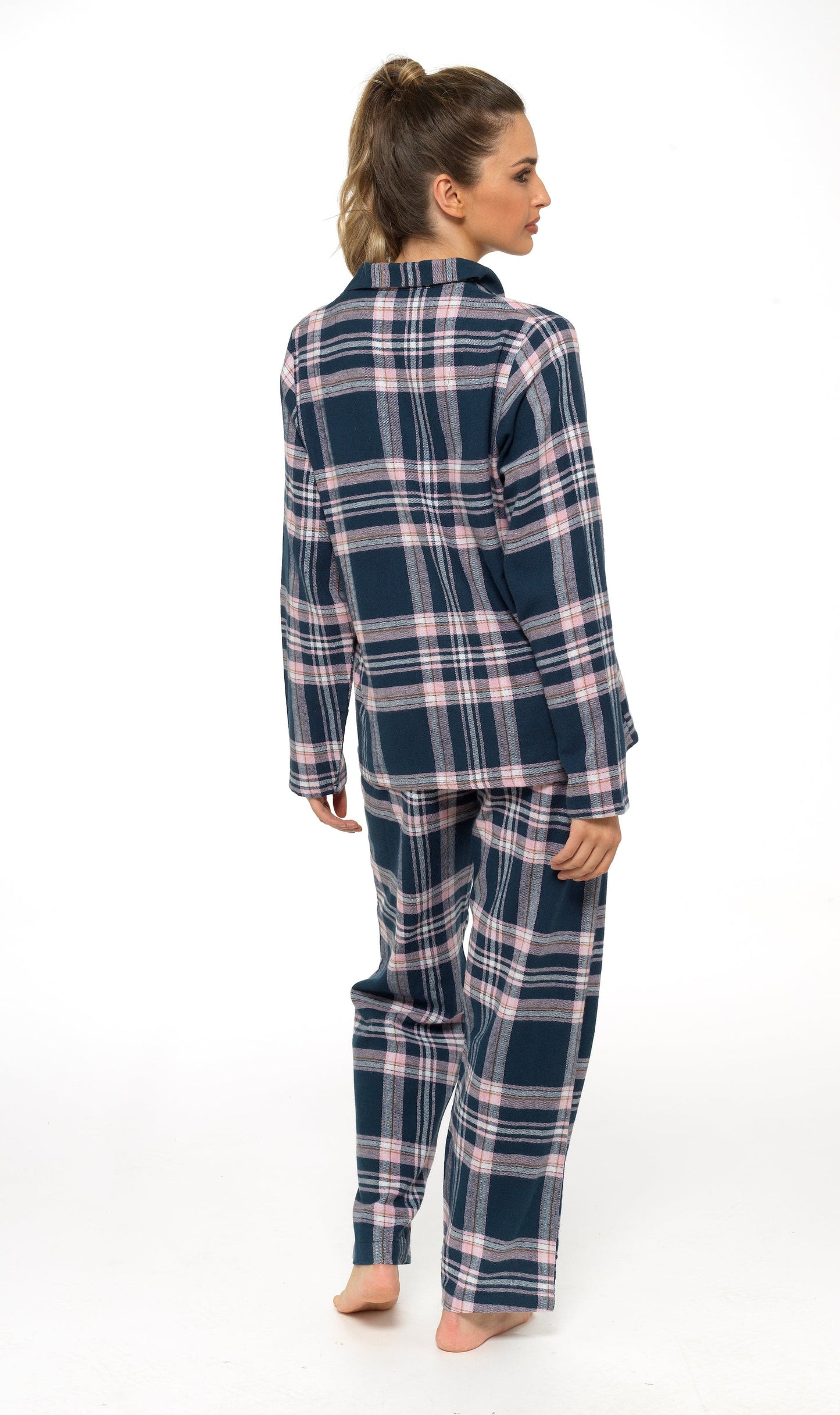 Flannelette Check Pyjama Set, Soft Brushed Cotton PJs Daisy Dreamer Pyjamas