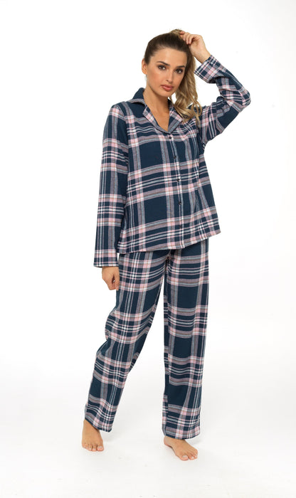 Flannelette Check Pyjama Set, Soft Brushed Cotton PJs Daisy Dreamer Pyjamas