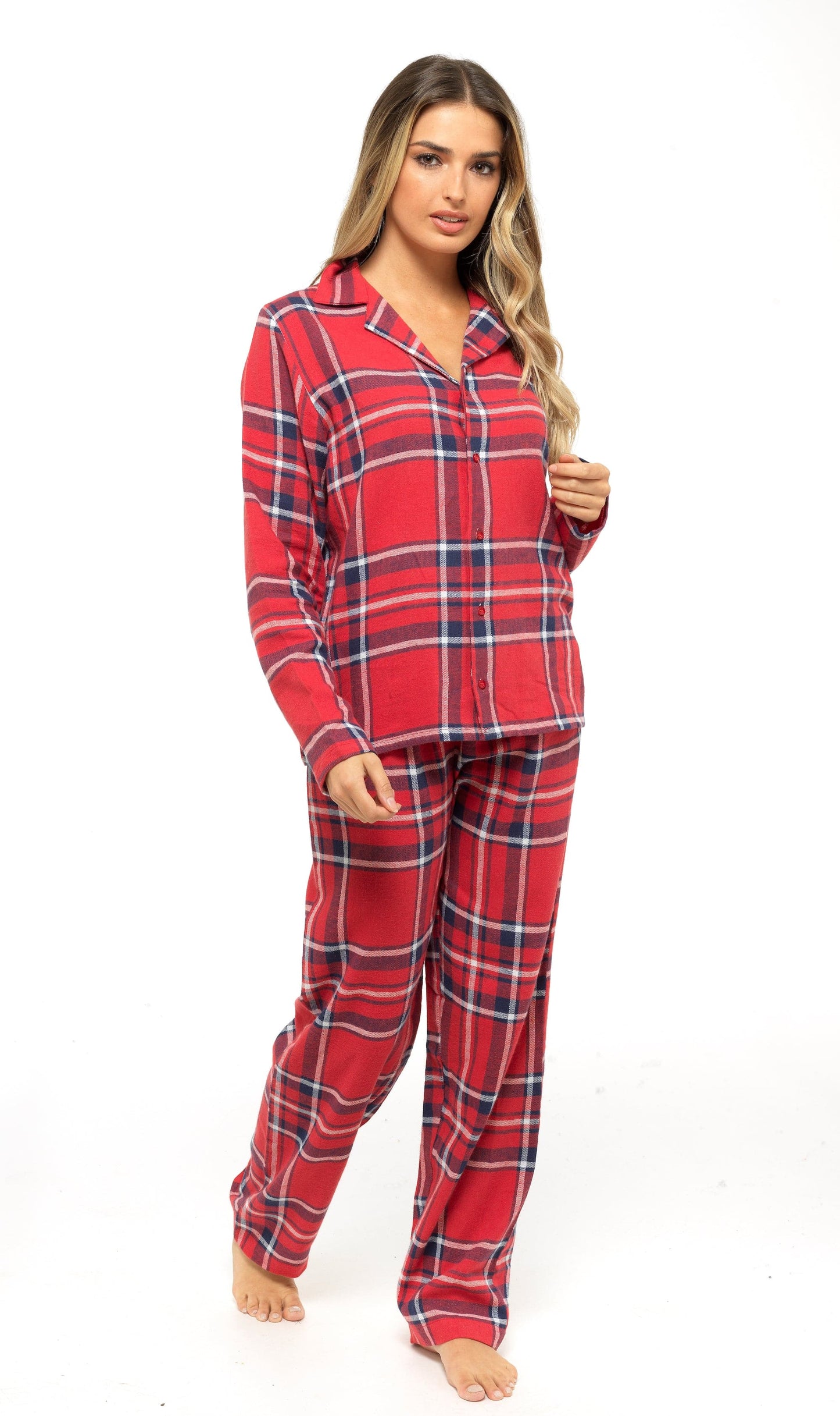 Flannelette Check Pyjama Set, Soft Brushed Cotton PJs Daisy Dreamer Pyjamas