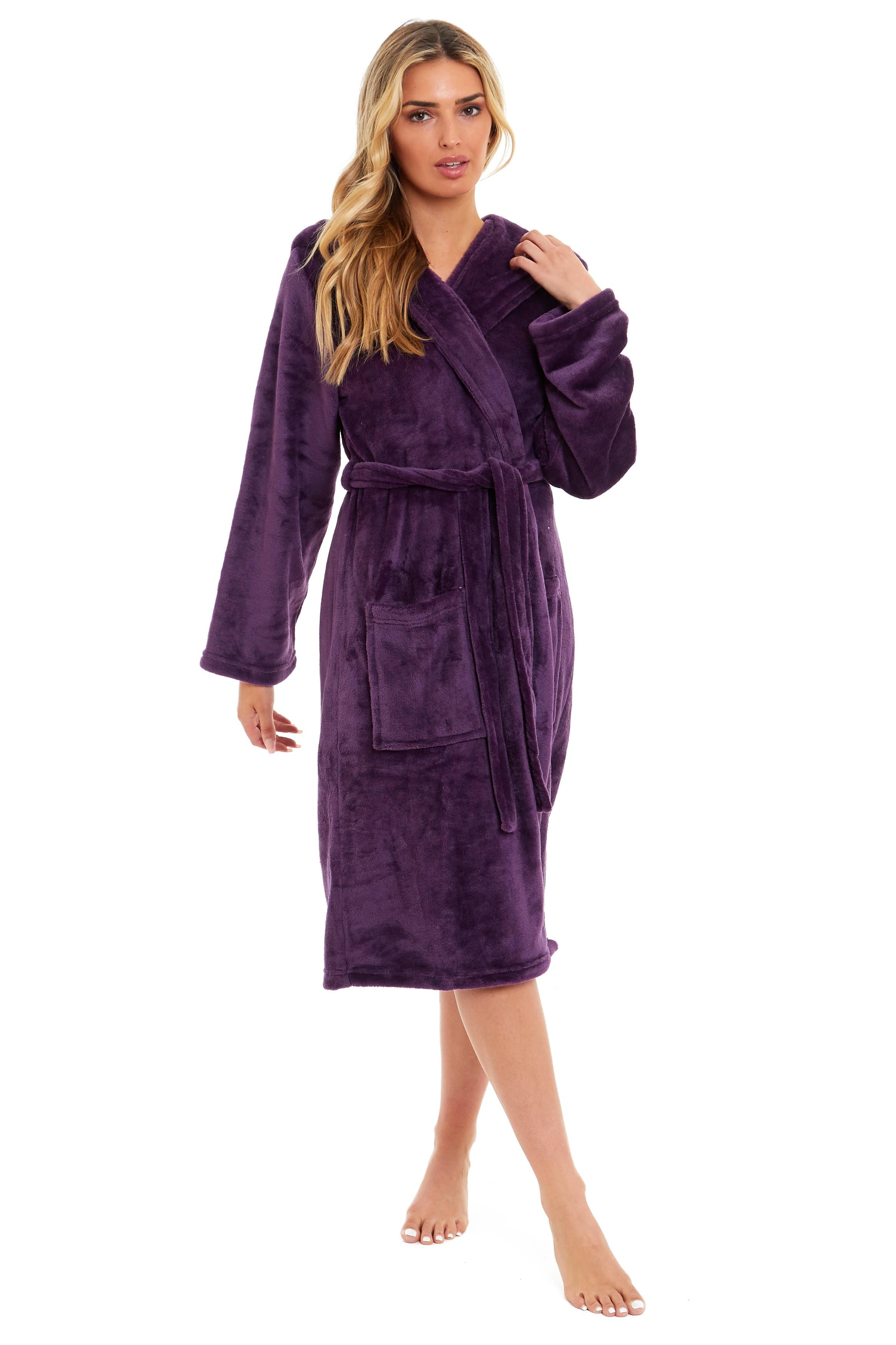 Purple fleece dressing gown best sale