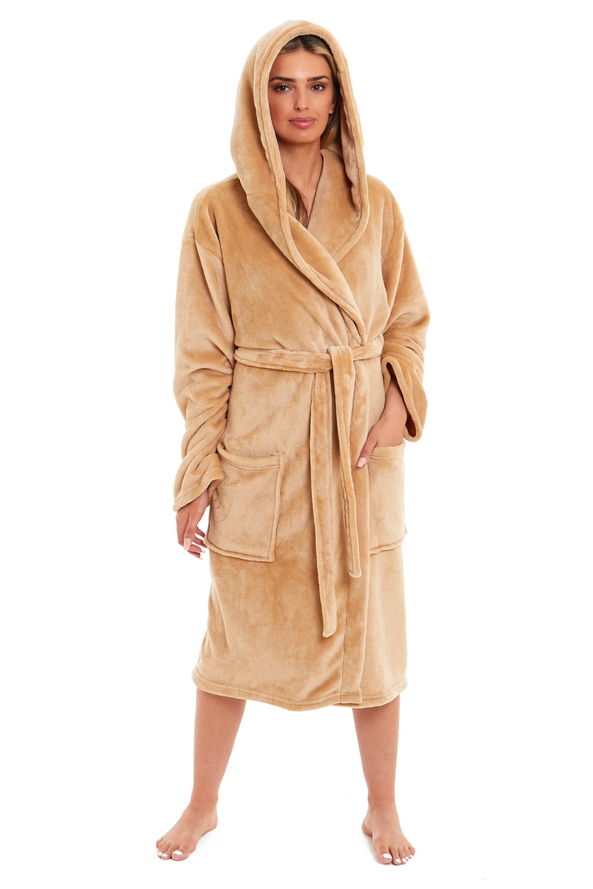 Super Soft Plush Fleece Hooded Dressing Gown SMALL | UK 8-10 / GOLD Daisy Dreamer Dressing Gown