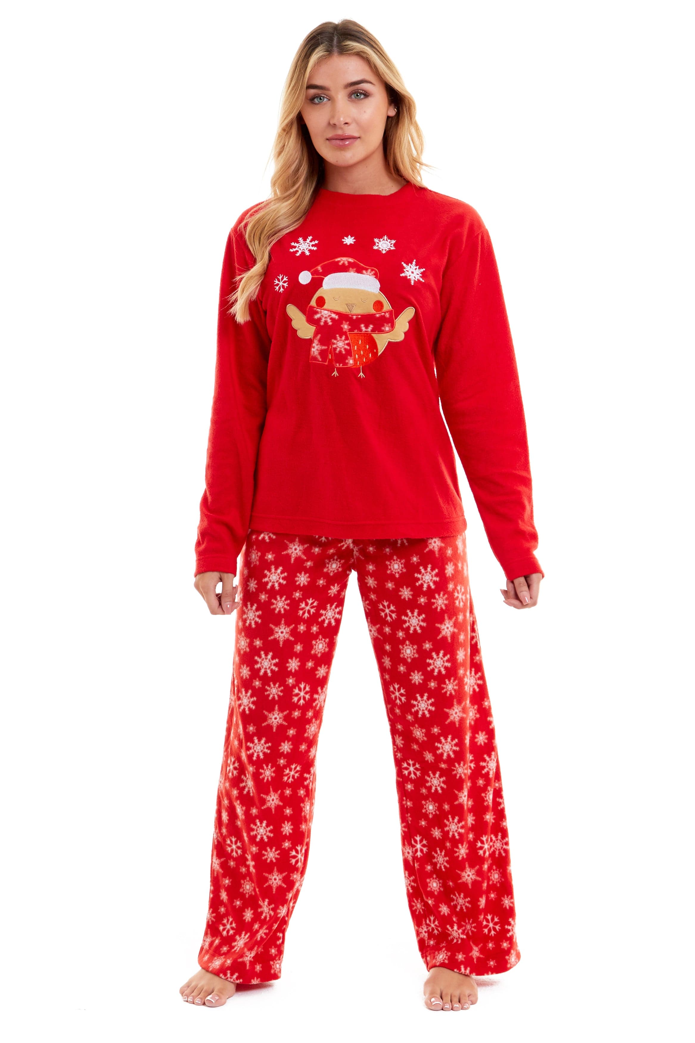 Women s Ultra Soft Polar Fleece Pyjama Set with Festive Robin Design W OLIVIA ROCCO